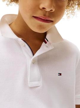 Camisa polo Tommy Hilfiger branca para criança.