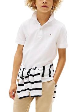 Camisa polo Tommy Hilfiger branca para criança.