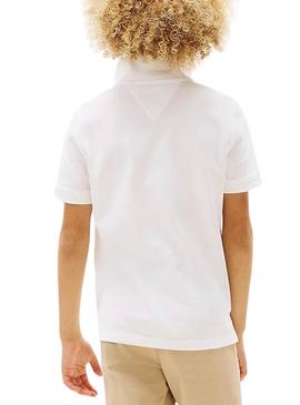 Camisa polo Tommy Hilfiger branca para criança.