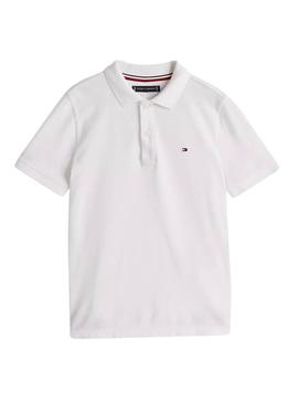 Camisa polo Tommy Hilfiger branca para criança.