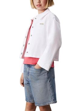 Jaqueta jeans Calvin Klein branca para menina
