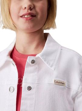 Jaqueta jeans Calvin Klein branca para menina