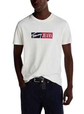 Camiseta Tommy Jeans Entry Graphic bege para homem
