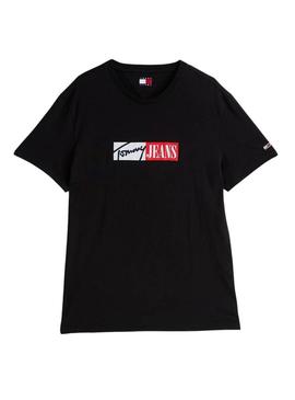 Camiseta Tommy Jeans Entry Graphic preta para homem.