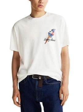 Camiseta Tommy Jeans Novelty sorvete bege para homem