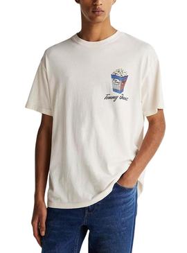 Camiseta Tommy Jeans Novelty bege para homens.