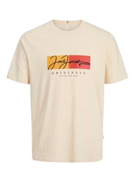 Camiseta Jack and Jones Frederiksberg bege para crianças.