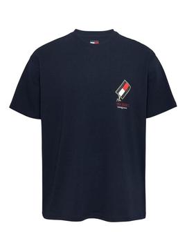 Camisa Tommy Jeans Novelty marinha para homem.