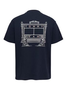 Camisa Tommy Jeans Novelty marinha para homem.