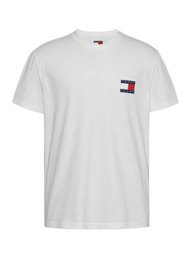 Camiseta Tommy Jeans Heritage branca para homem.