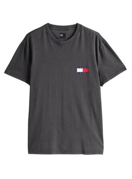Camiseta Tommy Jeans Heritage preta para homem.