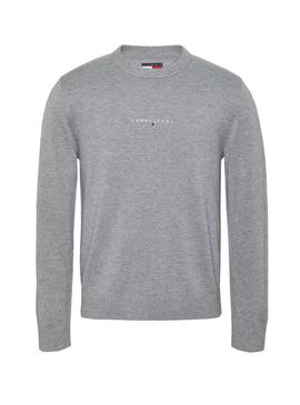 Camisola Tommy Jeans Linear cinza para homem.