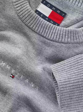 Camisola Tommy Jeans Linear cinza para homem.