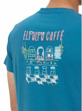 Camisa El Pulpo Café azul para homem.