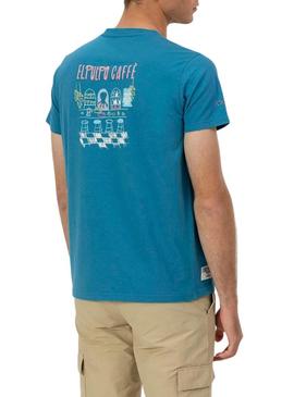 Camisa El Pulpo Café azul para homem.