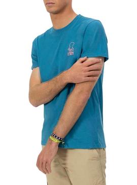 Camisa El Pulpo Café azul para homem.