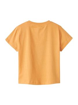 Camiseta Name It Brett laranja para criança.