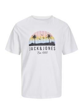 Camiseta Jack and Jones Palm branca para criança.