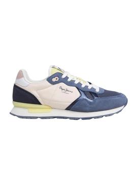Tênis Pepe Jeans Brit Camp azul para mulher.