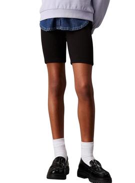 Calça legging Calvin Klein Rib Cycling preta para menina.