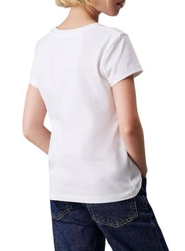 Camiseta Calvin Klein Script branca para menina.