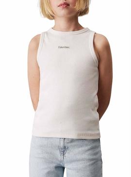 Camiseta Calvin Klein Tank Top bege para menina.