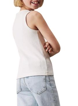 Camiseta Calvin Klein Tank Top bege para menina.