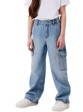Calça jeans Name It Rose cargo para menina.