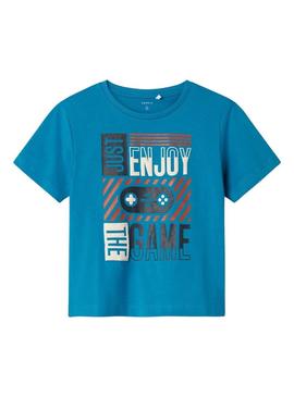 Camisa Name It Gamer azul para menino.