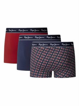 Boxers Pepe Jeans Flag azul marinho e vermelho para homem