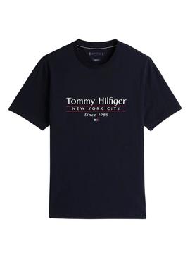Camiseta Tommy Hilfiger Stack azul marinho para homem
