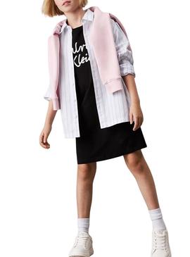 Vestido camiseta Calvin Klein Oversized preto menina.