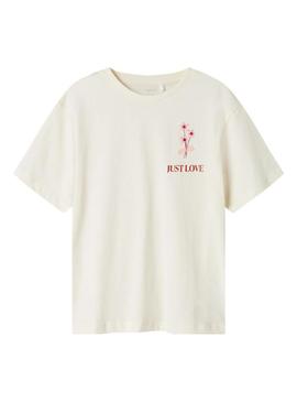 Camiseta Name It Betria bege para menina