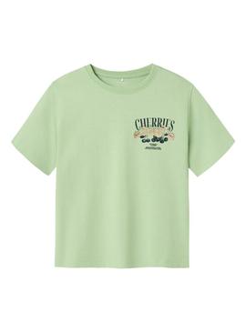 Camiseta Name It Bapol verde para menina.
