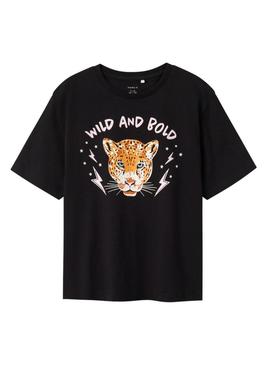 Camiseta Name It Betria preta para menina.