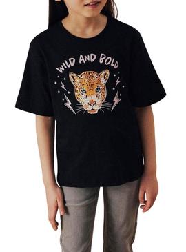 Camiseta Name It Betria preta para menina.