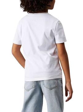 Camisa Calvin Klein Jeans Label branca para criança.