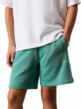 Bermuda Calvin Klein New Inst Logo verde crianças