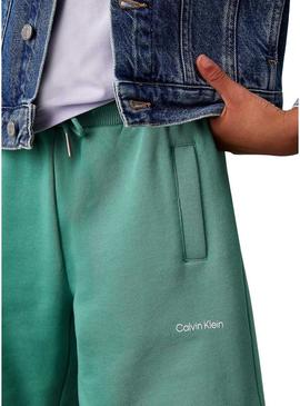 Bermuda Calvin Klein New Inst Logo verde crianças