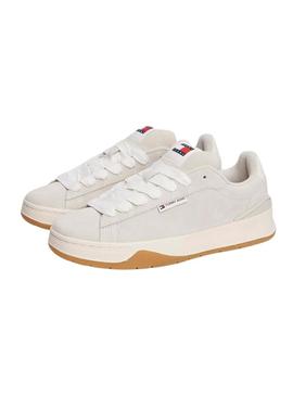 Sapatilhas Tommy Jeans Skate cinza para mulher.