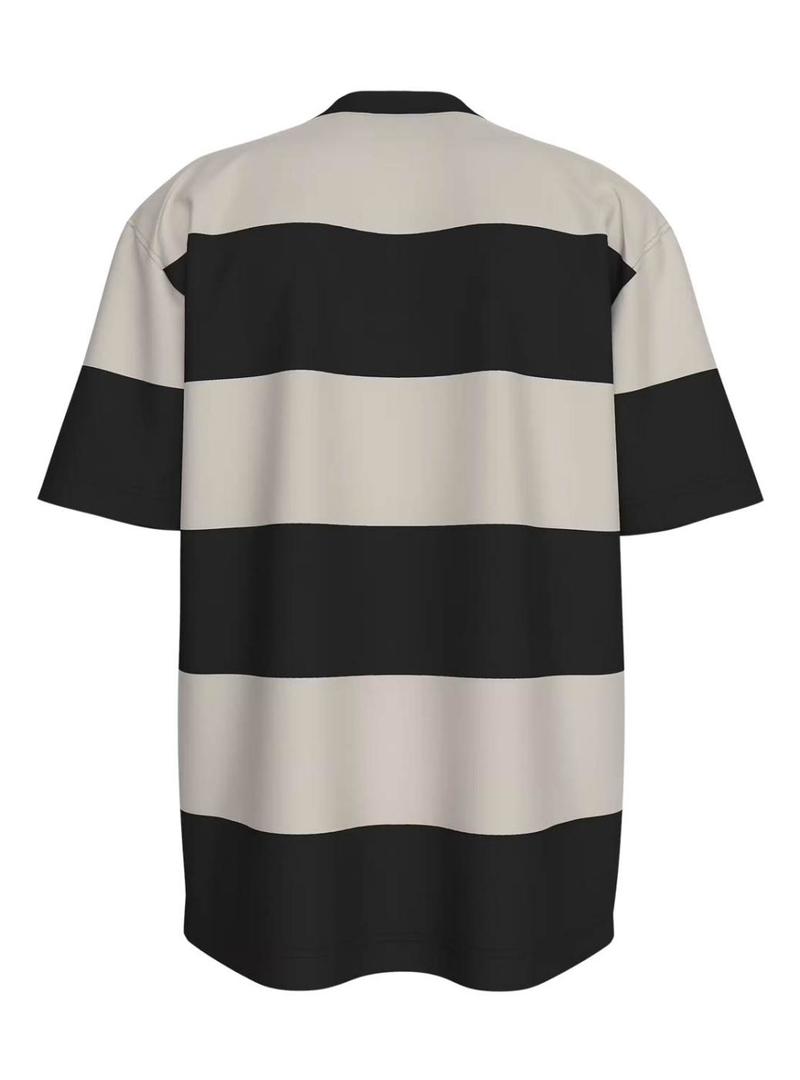 Camisa Calvin Klein Label listrada para homem.