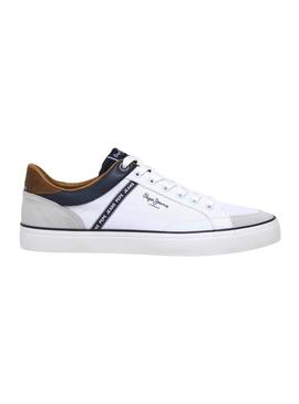 Sapatilhas Pepe Jeans Kenton brancas para homem.