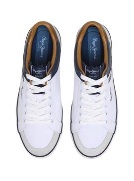Sapatilhas Pepe Jeans Kenton brancas para homem.