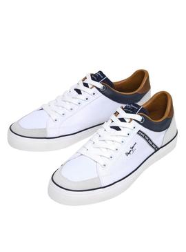 Sapatilhas Pepe Jeans Kenton brancas para homem.