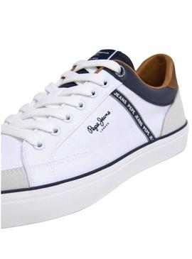 Sapatilhas Pepe Jeans Kenton brancas para homem.
