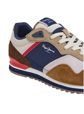 Tênis Pepe Jeans London Life marrom para homens.