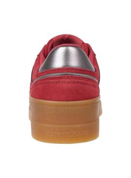 Sapatilhas Tommy Jeans Greemwich Platform vermelhas para mulher.
