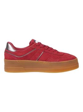 Sapatilhas Tommy Jeans Greemwich Platform vermelhas para mulher.