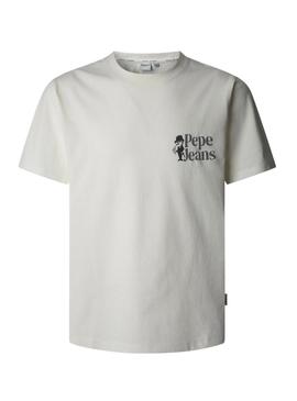 Camiseta Pepe Jeans Pierce branca para homem.