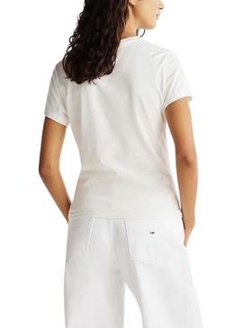 Camiseta Tommy Jeans Slim Essential branca para mulher